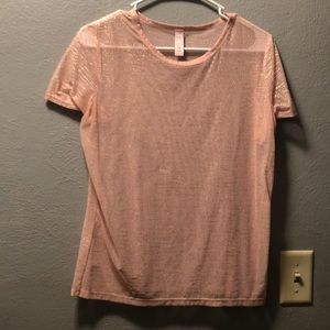 Victoria’s Secret gold shimmer mesh shirt